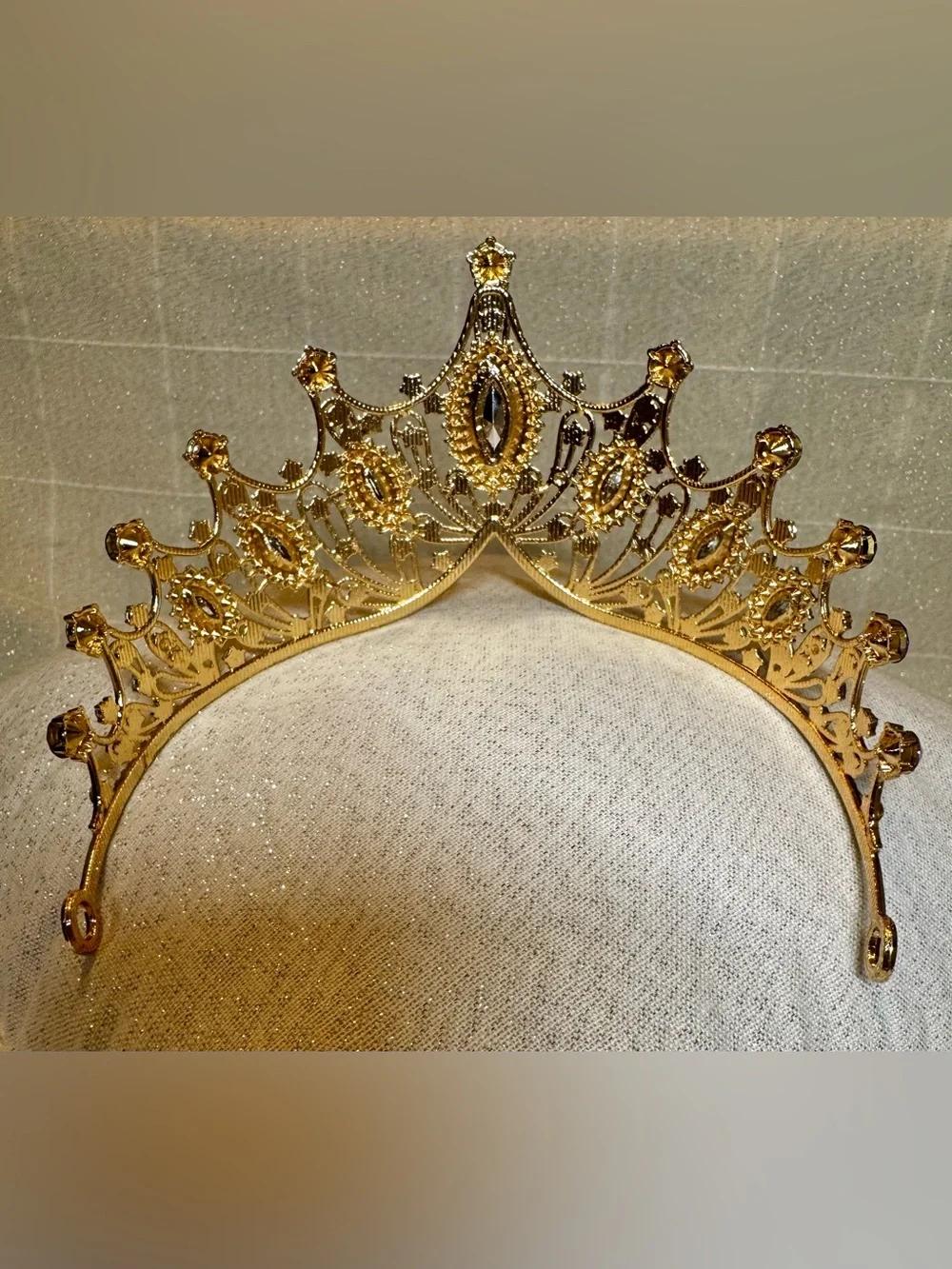 Gold Tone Purple Rhinestone Princess Tiara Crown Bridal Pageant Prom Costume